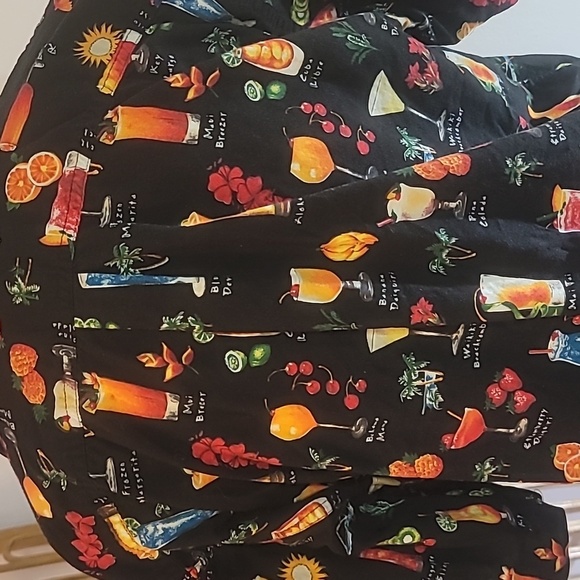Vintage tropical cocktail shirt made in USA size L black short sleeve - Picture 6 of 10